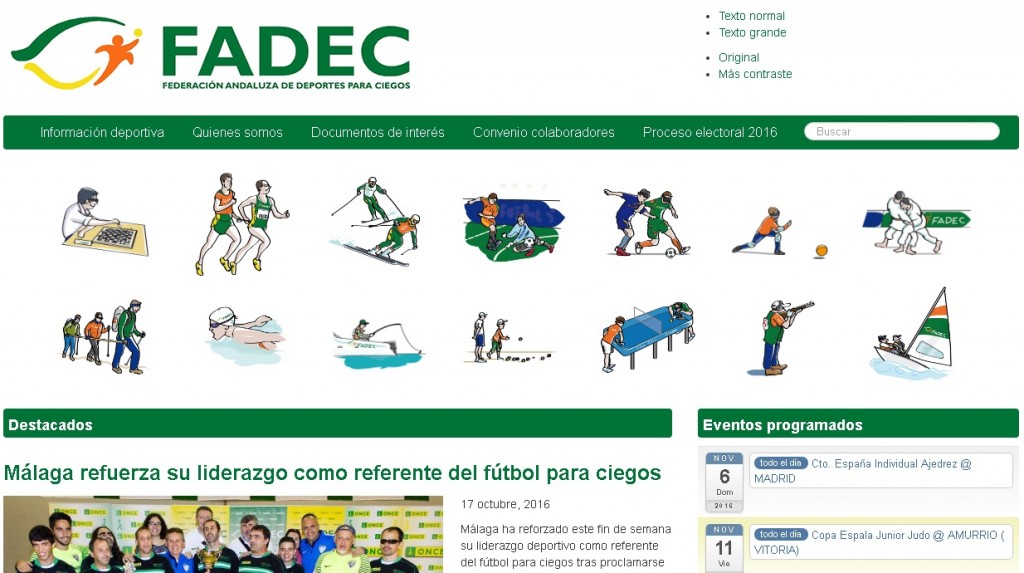 Portada de la nueva web de la FADEC