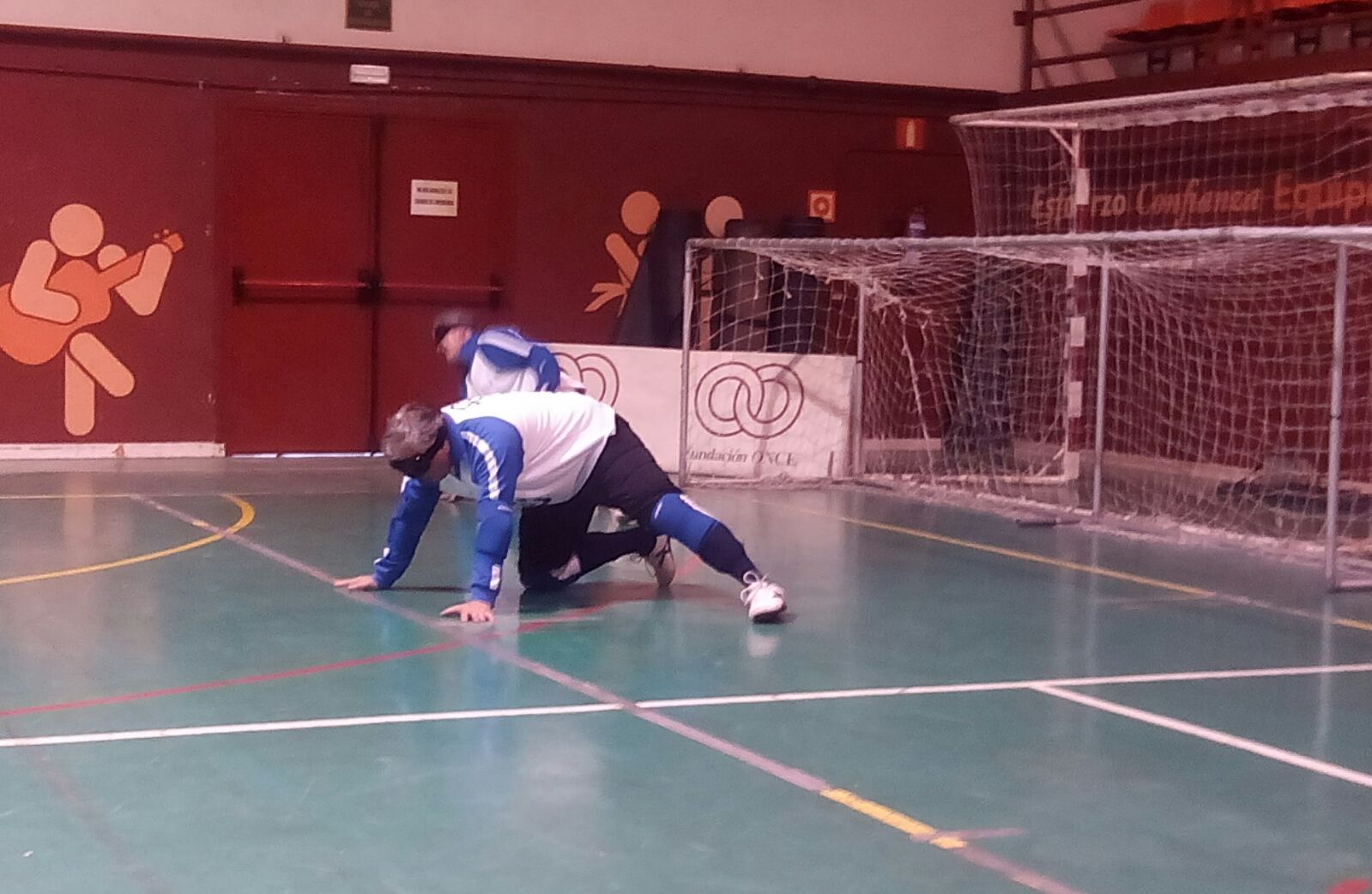 Pedro Ramírez, en uno de sus entrenamientos de Goalball en Jaén